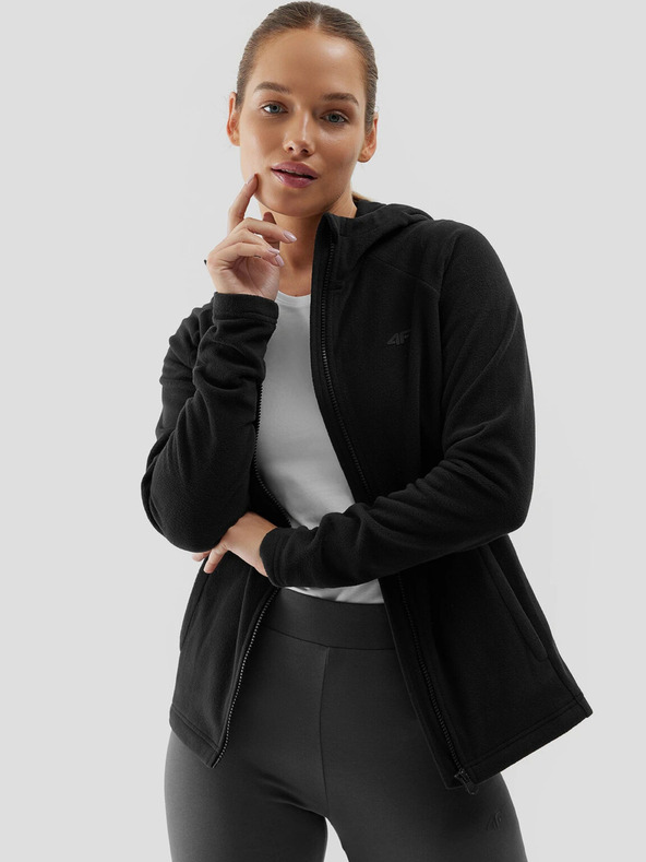 4F 4F Ženska bluza iz flisa z rednim zapenjanjem in kapuco