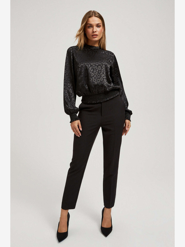 Moodo Moodo črna majica z nabranimi rokavi