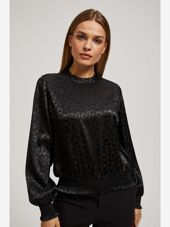 Moodo Moodo črna majica z nabranimi rokavi