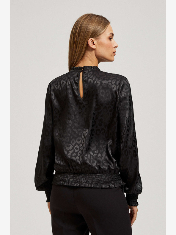 Moodo Moodo črna majica z nabranimi rokavi