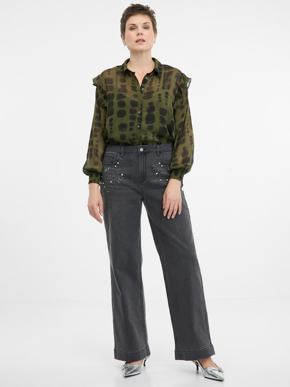 Orsay Zelena ženska bluza z ovratnikom ORSAY