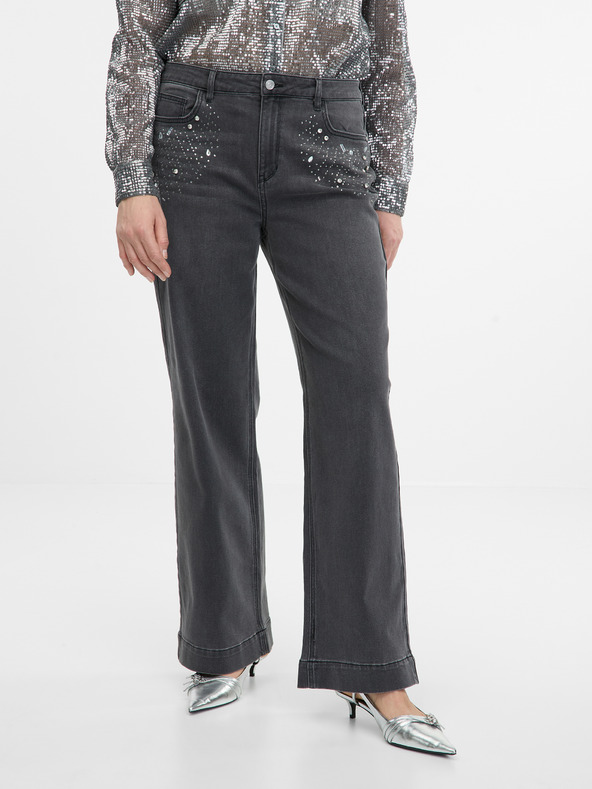 Orsay Temno sive ženske široke kavbojke ORSAY