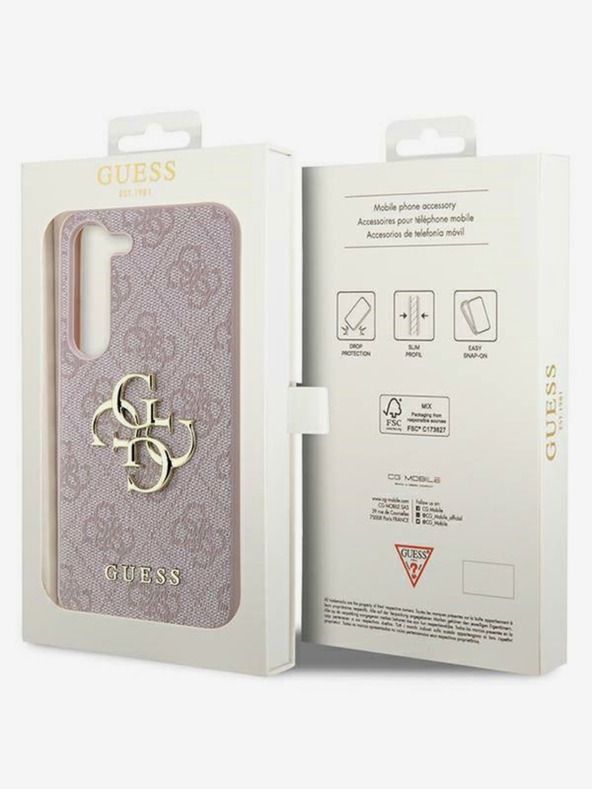 Guess PU 4G Metal Logo Zadní Kryt pro Samsung Galaxy A55 5G Pink Ovitek za telefon