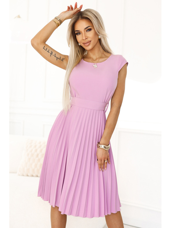 numoco Klasična obleka s kratkimi rokavi s pasom - Numoco