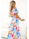numoco Dolga poletna obleka s pasom - pisan cvetlični vzorec Numoco