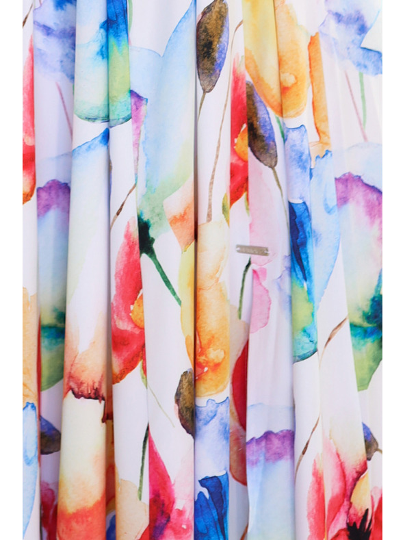 numoco Dolga poletna obleka s pasom - pisan cvetlični vzorec Numoco