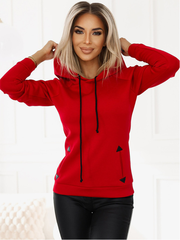 numoco Udobna topla jopa s kapuco in žepi - rdeča Numoco