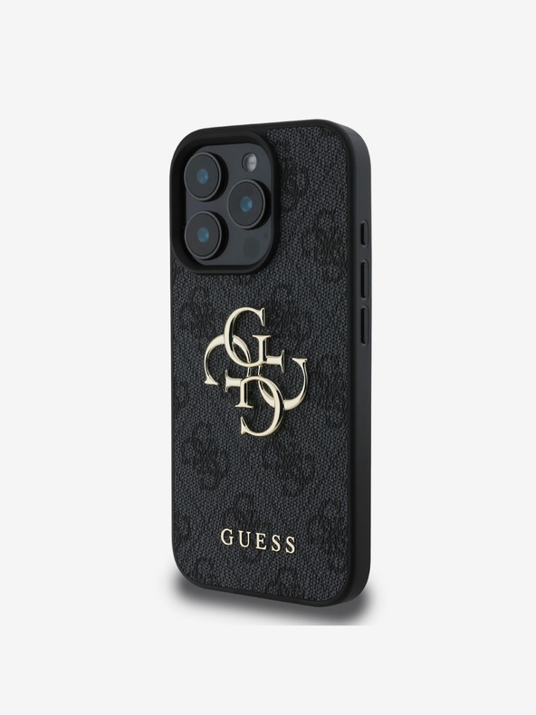 Guess Guess PU 4G kovinski zadnji ovitek z logotipom za iPhone 16 Pro sive barve