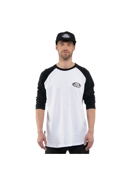 Horsefeathers Majica Dynamo Raglan - bela/črna HORSEFEATHERS