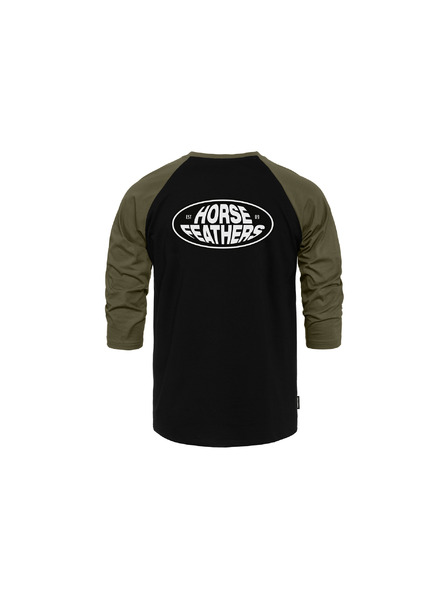 Horsefeathers Majica Dynamo Raglan - črna/žgana oljka HORSEFEATHERS