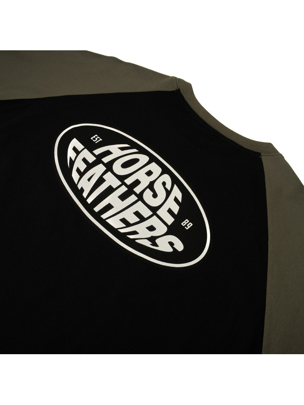 Horsefeathers Majica Dynamo Raglan - črna/žgana oljka HORSEFEATHERS