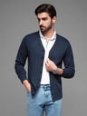 Ombre Clothing Moški pleteni pulover s strukturiranimi pikami - temno modra barva Ombre Clothing