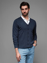 Ombre Clothing Moški pleteni pulover s strukturiranimi pikami - temno modra barva Ombre Clothing