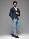 Ombre Clothing Moški pleteni pulover s strukturiranimi pikami - temno modra barva Ombre Clothing
