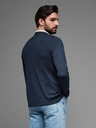 Ombre Clothing Moški pleteni pulover s strukturiranimi pikami - temno modra barva Ombre Clothing