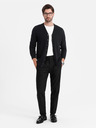 Ombre Clothing Moški pleteni pulover s strukturiranimi pikami - temno modra barva Ombre Clothing