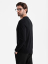 Ombre Clothing Moški pleteni pulover s strukturiranimi pikami - temno modra barva Ombre Clothing