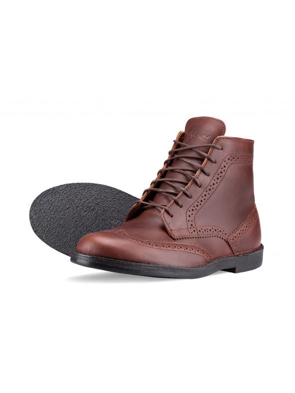 Vasky Moški usnjeni gležnjarji temno rjavi - pomlad/jesen škornji, čevlji Vasky Brogue High Dark Brown