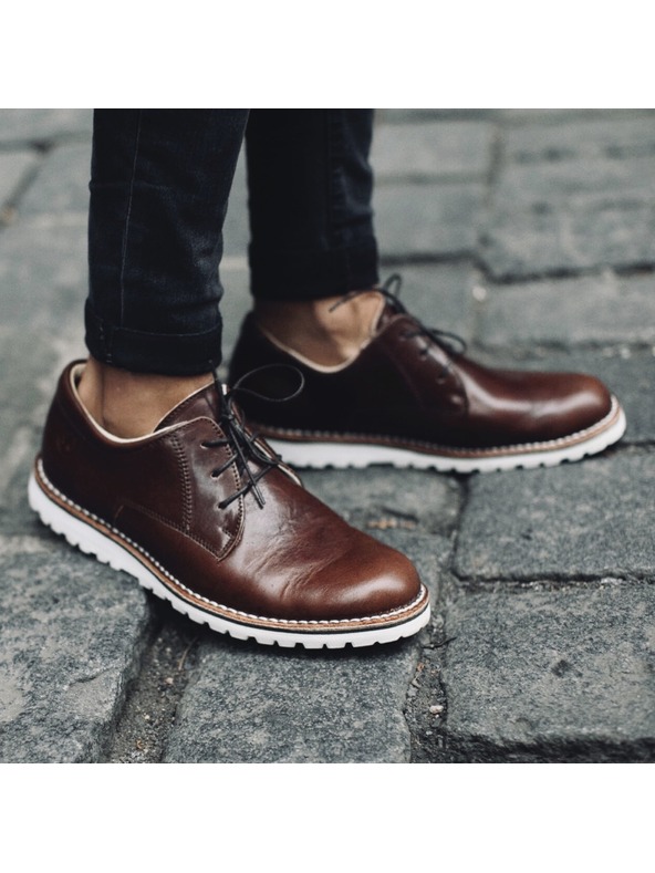 Vasky Moški usnjeni pol škornji temno rjavi - pomlad / jesen Vasky Derby Dark Brown