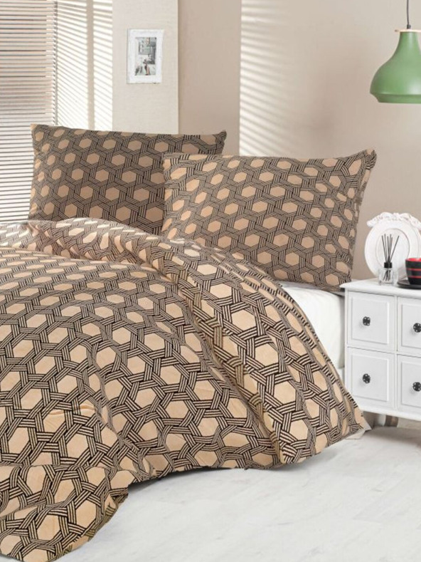 Kvalitex Satenasto posteljno perilo Luxury Collection 140x200, 70x90cm Carero beige Kvalitex