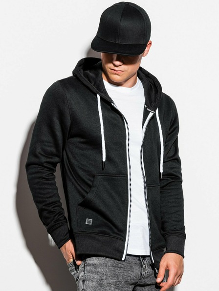 Ombre Clothing Črna moška osnovna jopa s kapuco Ombre oblačila