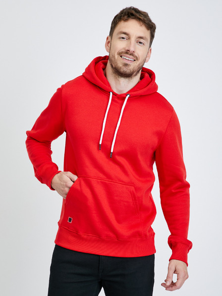 Ombre Clothing Rdeča moška osnovna jopa s kapuco Ombre oblačila