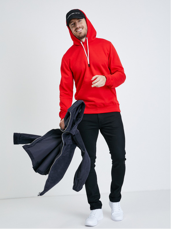 Ombre Clothing Rdeča moška osnovna jopa s kapuco Ombre oblačila