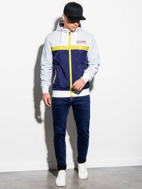 Ombre Clothing Modro-bela moška spomladanska jakna Ombre oblačila C438