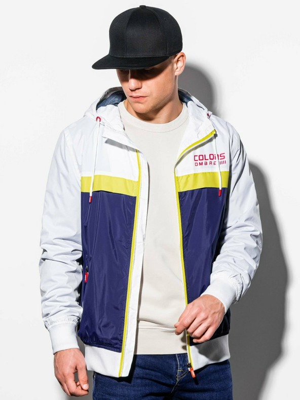 Ombre Clothing Modro-bela moška spomladanska jakna Ombre oblačila C438