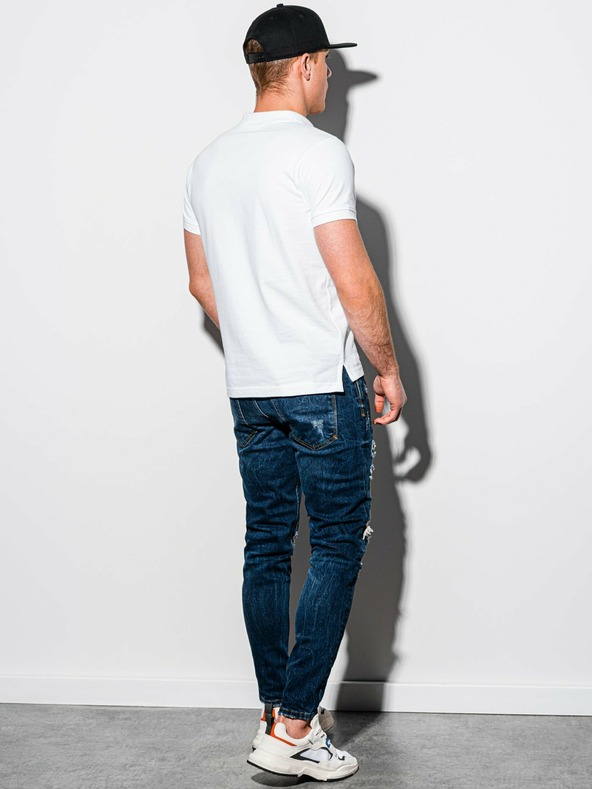 Ombre Clothing Bela moška osnovna polo majica Ombre Clothing