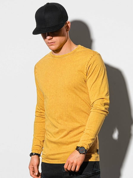 Ombre Clothing Gorčična moška osnovna majica Ombre Clothing