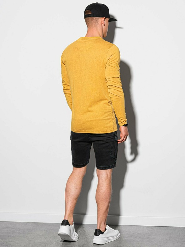 Ombre Clothing Gorčična moška osnovna majica Ombre Clothing