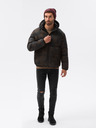Ombre Clothing Rjavo-črna moška vzorčasta prešita zimska bunda C529