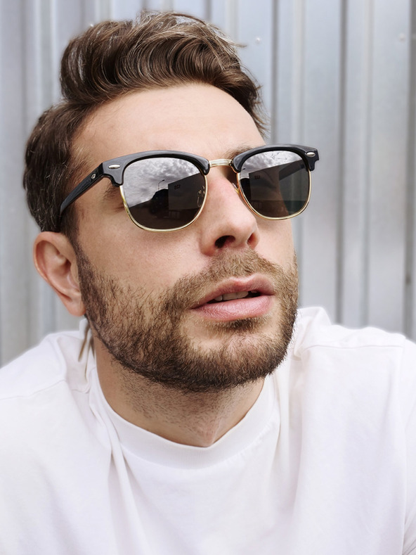 VEYREY VeyRey Sončna očala s polovičnim okvirjem Hayward Polarizirana črna