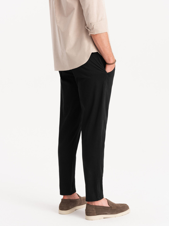 Ombre Clothing Črne moške hlače chino z okrasnim pasom Ombre Clothing