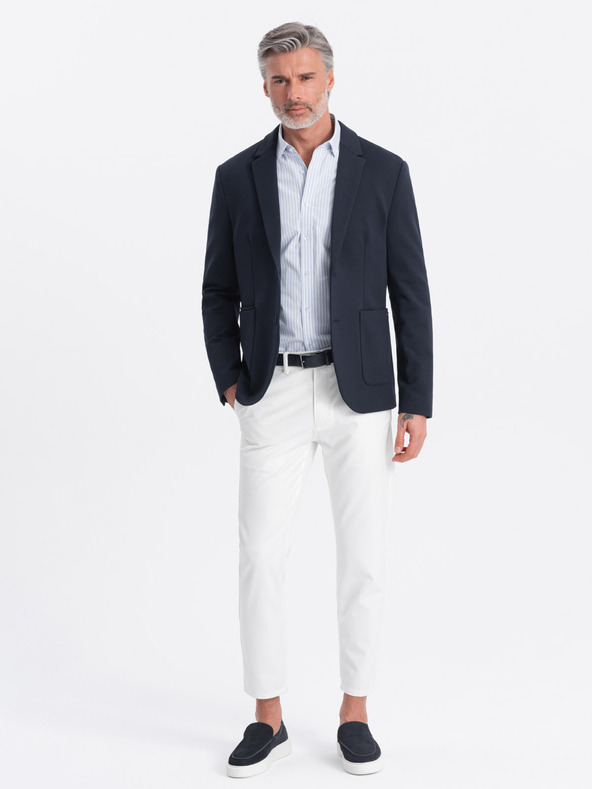 Ombre Clothing Temno modra moška jakna z žepi Ombre Clothing