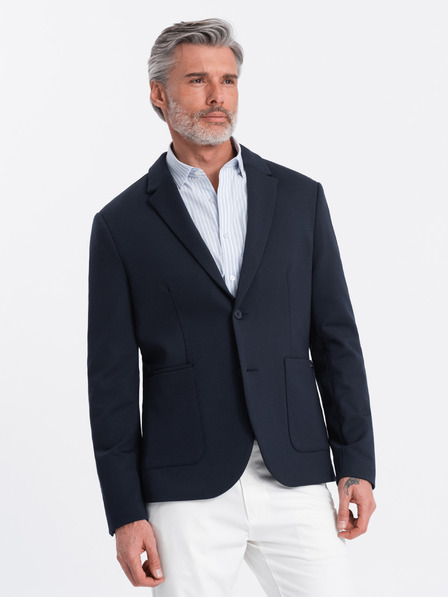 Ombre Clothing Temno modra moška jakna z žepi Ombre Clothing