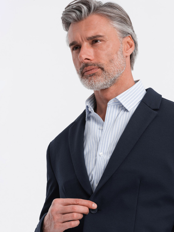 Ombre Clothing Temno modra moška jakna z žepi Ombre Clothing