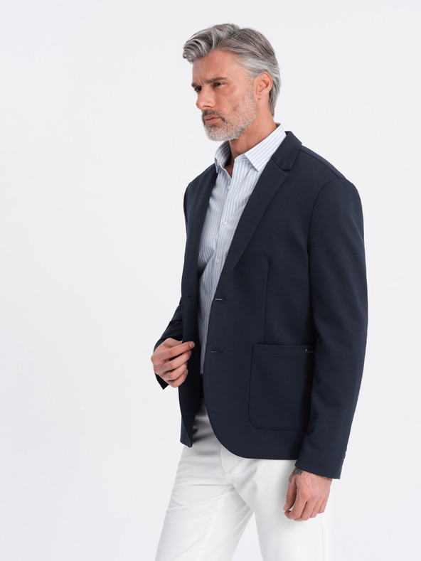 Ombre Clothing Temno modra moška jakna z žepi Ombre Clothing