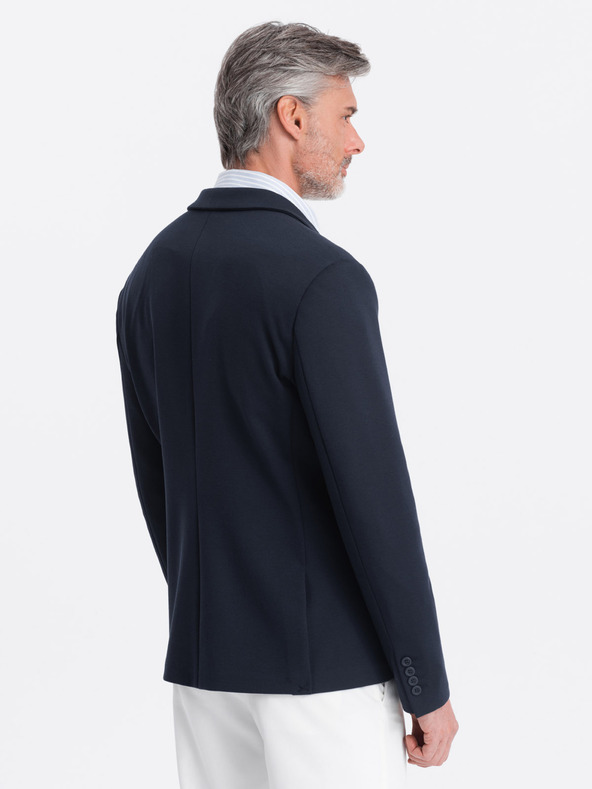 Ombre Clothing Temno modra moška jakna z žepi Ombre Clothing