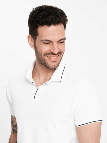 Ombre Clothing Bela moška polo majica brez gumbov Ombre Clothing