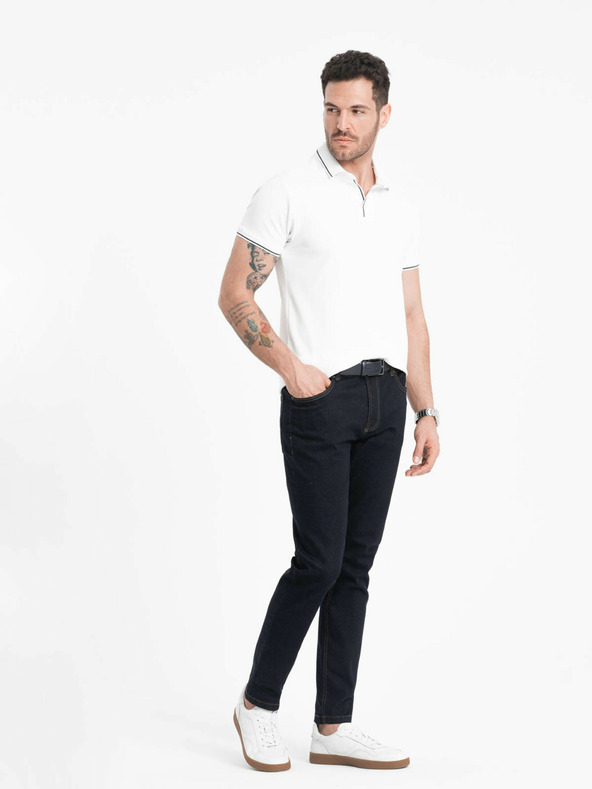 Ombre Clothing Bela moška polo majica brez gumbov Ombre Clothing