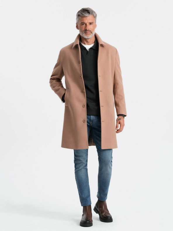 Ombre Clothing Moški enoramelni plašč z ovratnikom in spodnjim delom plašča Ombre oblačila