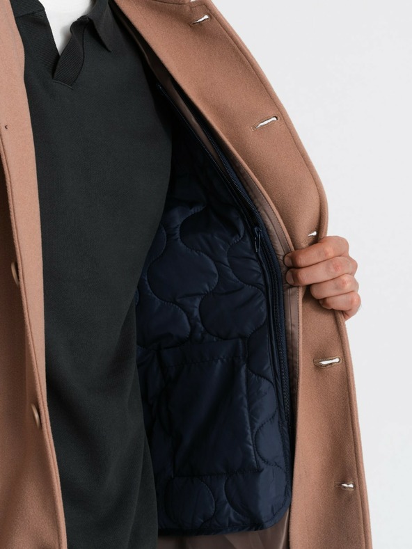 Ombre Clothing Moški enoramelni plašč z ovratnikom in spodnjim delom plašča Ombre oblačila