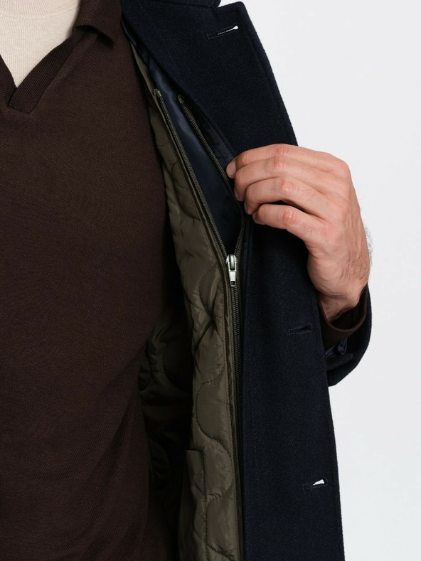 Ombre Clothing Moški enoramelni plašč z ovratnikom in spodnjim delom plašča Ombre oblačila