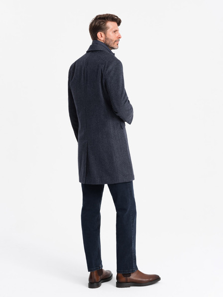 Ombre Clothing Ombre Clothing V2 OM-COWC-0121 Moški plašč iz volnene mešanice z gumbi