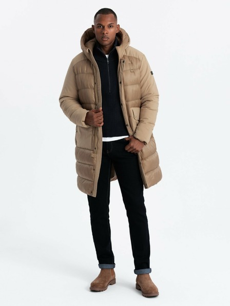 Ombre Clothing Moška prešita dolga jakna z velikimi žepi Ombre Clothing