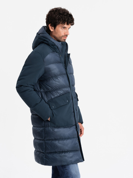 Ombre Clothing Moška prešita dolga jakna z velikimi žepi Ombre Clothing