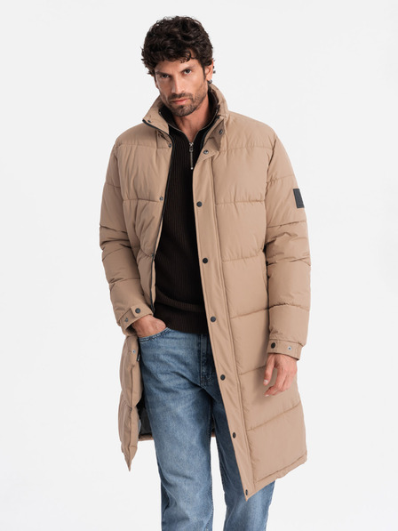 Ombre Clothing Moška prešita dolga jakna parka s snemljivo kapuco Ombre Clothing