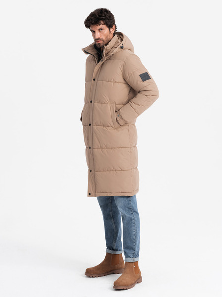 Ombre Clothing Moška prešita dolga jakna parka s snemljivo kapuco Ombre Clothing
